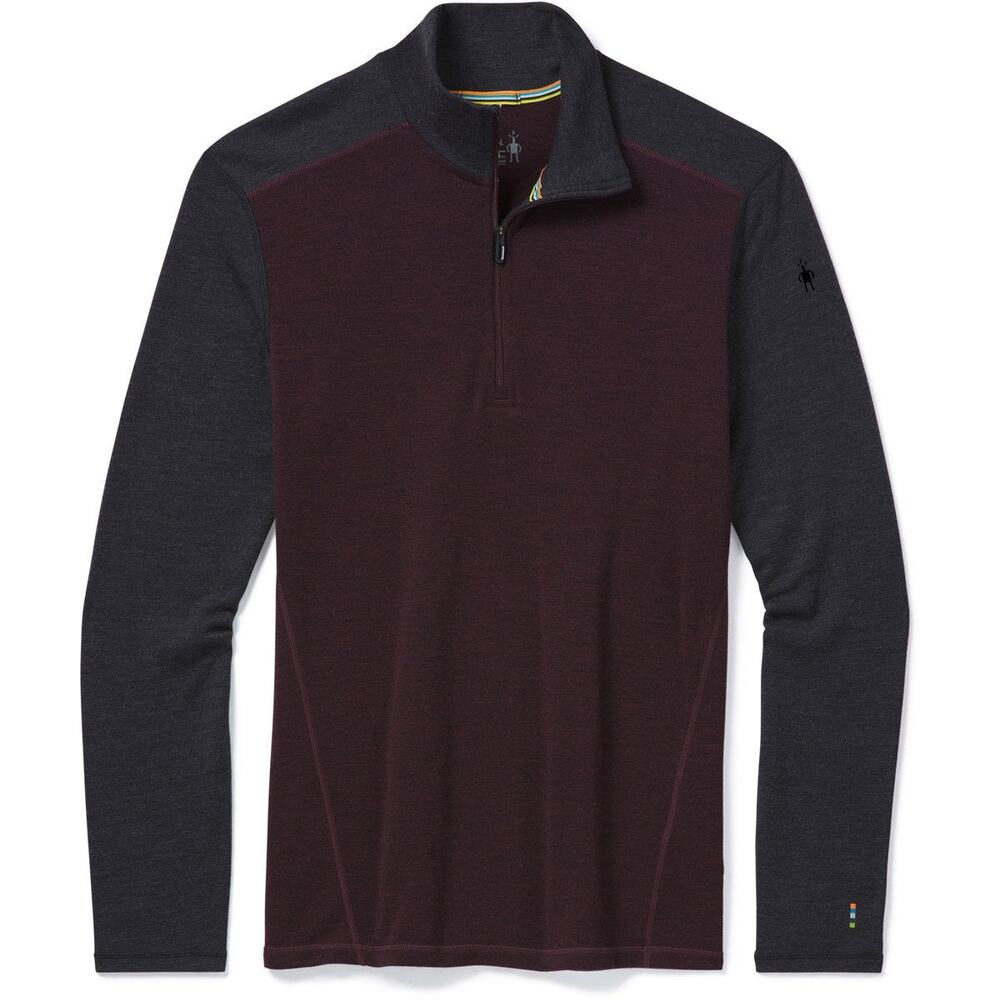 NWT Smartwool Men's Merino Wool 250 Thermal Baselayer Burgundy Grey 1/4 Zip XXL
